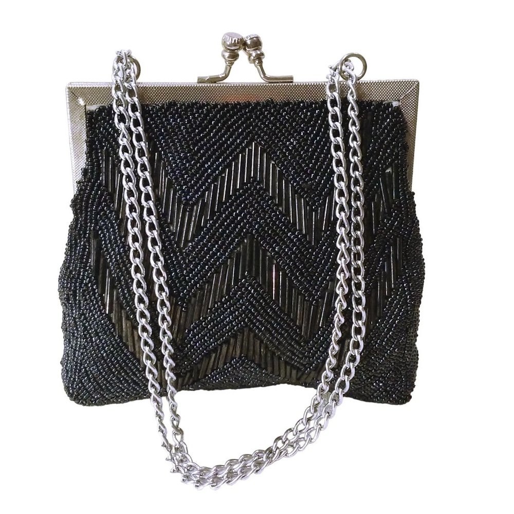Vintage 50s-60s Walborg Hong Kong Beaded Evening Shoulderbag 5x6 Hinged KissLock
